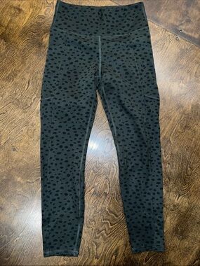 Green and Black Spot Print Soft Leggings
